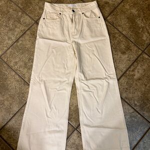 Loft cream colored wide leg jeans